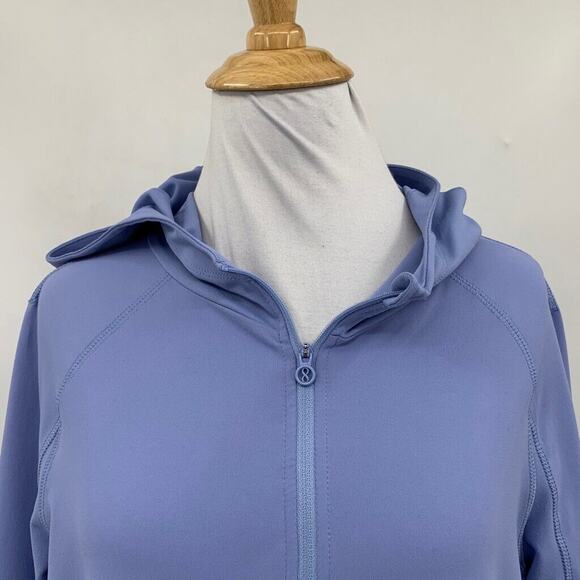 Layer 8 Jacket Womens M Medium Blue Qwick Dry Full Zip Bungee Waist Back Hooded - Picture 3 of 12
